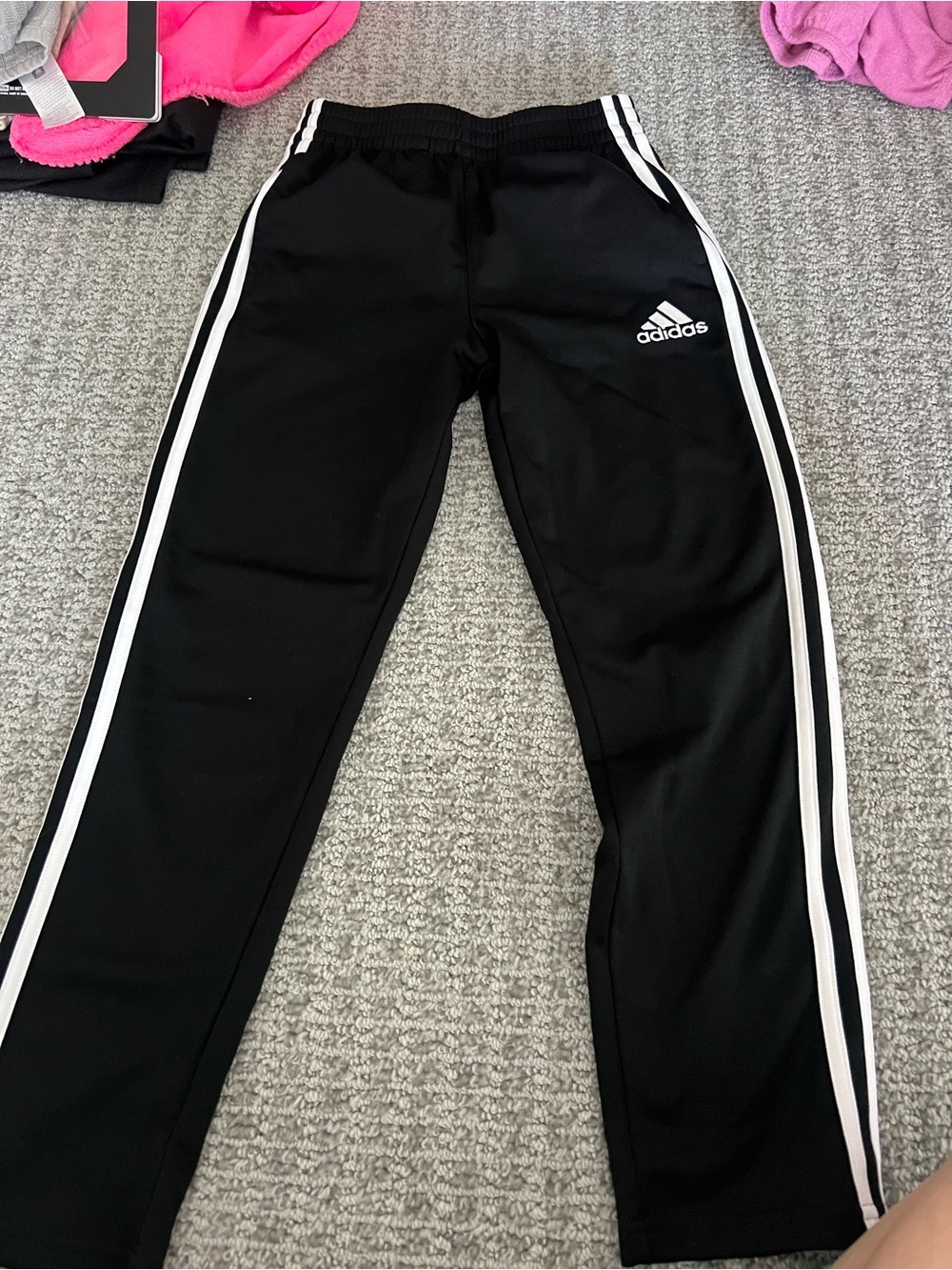 adidas Black Jogger Sweatpants with White Side Stripes